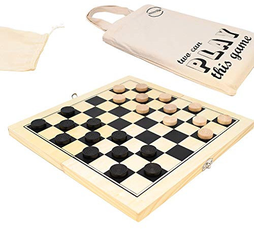 Big Game Hunters Reisezugluft-Set aus Kiefernholz mit Klappbrett 30x30, Superior lackierte Karos und Baumwolltasche