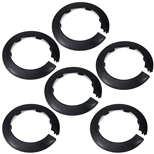 MroMax Passend für 8,9 cm Außendurchmesser, Flansch, Wasserrohrabdeckung, Dekoration, schwarze Rohrabdeckung, Heizkörper, PP-Kunststoff, 90 mm, Rosettenrohrmanschette für Wandrohr, Rohrdekoration, 6