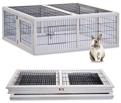 zooprinz Premium Freilaufgehege Rabbit Run für draußen - ideal für Kleintiere - Besonders Stabiler und großer Holzrahmen - Mobiler Freilauf mit umweltfreundlicher Farbe lasiert