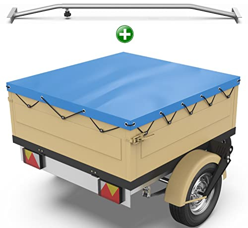 Tarpofix® Anhängerplane 130 x 110 cm + 1x Planenbügel | Anhänger Plane Flachplane aus PVC PLANENMATERIAL | Verstärkte HP DDR Anhänger Plane für Diverse PKW Hänger | Abdeckplane + Flachplanenbügel