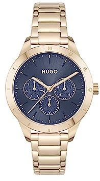 HUGO Analogue Multifunction Quartz Watch for Women #Friend Collection with Carnation Gold Colored Stainless Steel Bracelet - 1540092