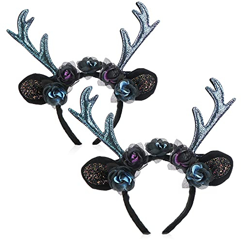 com-four® 2x Haarreif Waldelfe für Halloween, Elfen-Diadem für Kinder | Haarreif für Fasching - Karneval