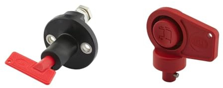 HELLA 6EK 002 843-051 Hauptschalter, Batterie - Drehbetätigung - Anschlussanzahl: 2 + 9SL 706 729-031 Schlüssel - rot - mit Kappe