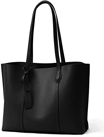 PORRASSO Handtasche Damen Schultertasche Groß Shopper Tasche Henkeltaschen PU Leder Shopper Taschen für Schule Arbeit Reisen Schwarz