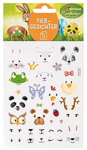 Heitmann Eierfarben - Sticker Tiergesichter - 2 Bögen, 1016759, Bunt