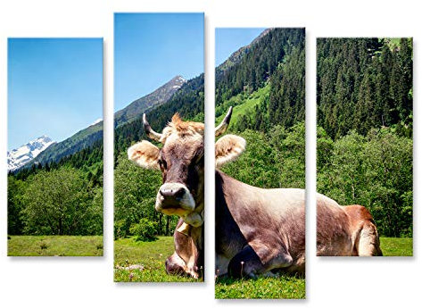 islandburner Bild auf Leinwand Kuh An Der Alpen Wandbild Poster Kunstdruck Bilder