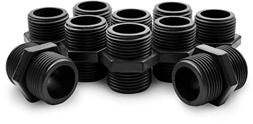 Bwintech 10 Pcs Black 1 BSP Thread PVC Male to Male Hex Nipple Connector,Suitable for Farmland Irrigation, Green Plant Cultivation and Water Pipe Connection