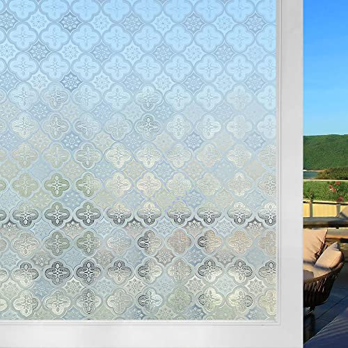 Shackcom Fensterfolie Selbsthaftend 90x200cm Fensterfolie Blickdicht Sichtschutzfolie Statisch Haftend Anti-UV Dekorfolie mit Begonien Blumen Muster für Küche Wohnzimmer Badezimmer-J068
