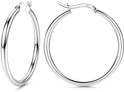 Chriscoco Creolen Silber 925 für Damen - Groß, Hypoallergene, Leichte Ohrringe für Mädchen - 13/15/20/25/30/40/50mm