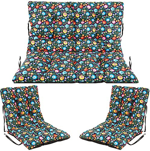 SuperKissen24. Sitzkissen Bankkissen Bankauflage - 120x50 cm und Rückenlehne 120x60 cm mit 2er 48x96 cm Stuhlkissen Set - Outdoor und Indoor - Folk