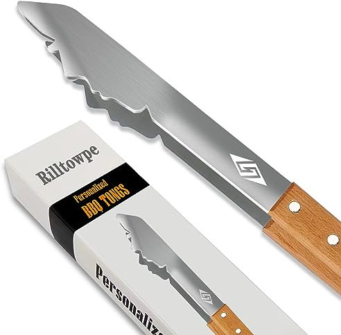 Pinza Barbecue, pinze per grill in acciaio inossidabile con manico in legno, posate per grill lunghe 43 cm, regali per uomo, papà, marito.