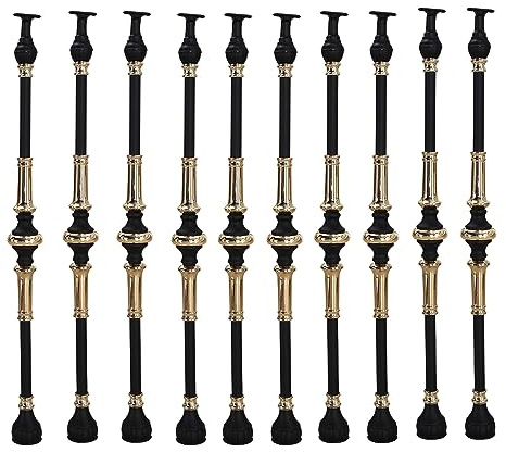Ringhiera Per Scale Interne Esterni 85 Cm Mandrini In Alluminio Per Ringhiera Esterna, Balaustre In Metallo Piatto Con Decorazione In Ottone Per Interni Di Scale E Gradini In Legno ( Color : Black , S