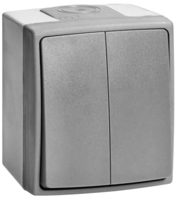 Miratic Interruttore a Pulsante e Bilanciere - Luce Muro, on/off, Bipolare IP55 - Grigio Grafite