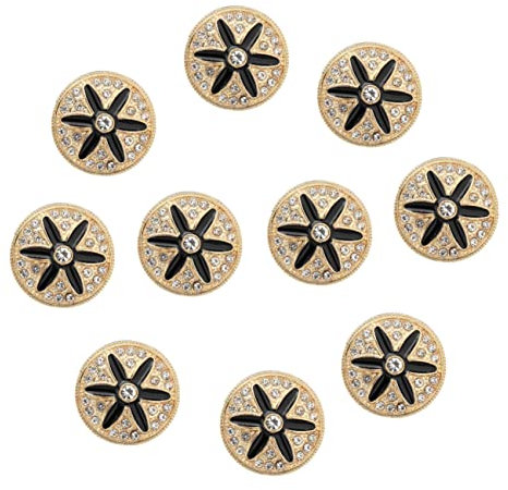 VILLCASE Metallknöpfe 10 Stück 25mm Runde Wollmantelknöpfe Mit Strass Verzierte Dekorative Knöpfe Aus Zinklegierung Rostfrei Für Mantel Jacke Selbstgemacht Kleidung