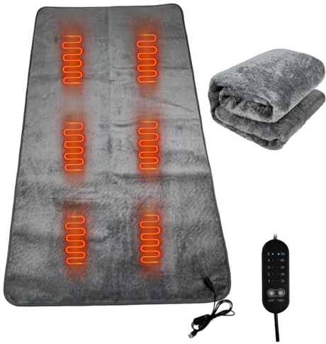 USB Heated Blanket Electric Blanket Heated Throw Blanket 63x31.5in 5 Gear Plush Timing Ergonomic Winter Heated Sheets Breathable Washable Electric Bed Warmer for Home Dome Office