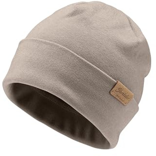Sterntaler Beanie aus feiner Strickware - Zeitlose Unisex Mütze mit Umschlag - passend für Jungen und Mädchen - Zwei Tragevarianten - bequem und elastisch - Sand, Größe 47