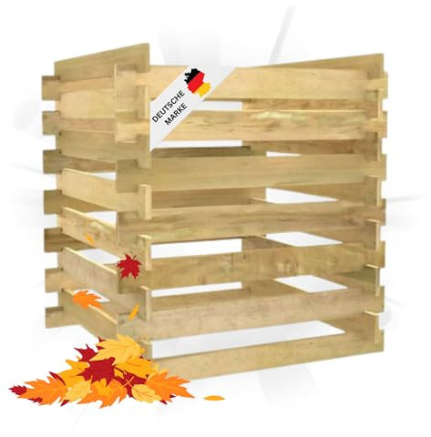 DELUKE® Komposter Garten ANDRI | 90x90x90cm Kiefernholz imprägniert | Lattenrostkomposter Komposter Holz Schnellkomposter