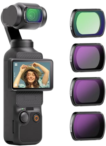 NEEWER Filterset, kompatibel mit DJI Osmo Pocket 3 / Pocket 4 / Xtra Muse, magnetische ND Filter (ND16 + ND64 + ND256) und schwarzer Diffusionsfilter 1/4 für einen filmischen Nebeleffekt