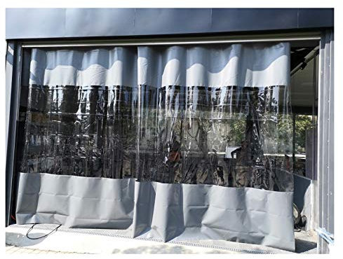Outdoor Patio Tarp Wasserdichter Vorhang, Türen Für Den Haushalt Pvc-Fenster-Paneele Mit Gerader Schiene, Schatten-Tuch Zur Abdeckung Einer Öffnung In Der Pergola Veranda ( Farbe : Gray side , Größe :