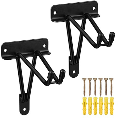 Relaxdays Wandhaken 2er Set 30 kg, Doppelhaken Wand, Gerätehalter Garage, Werkstatt & Keller, Besenhalter Eisen, schwarz | Gerätehalter Garage, Werkstatt & Keller, Besenhalter Eisen