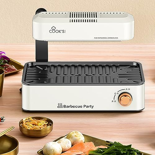 1100W Electric Folding Grill - Smokeless BBQ Machine with Temperature Control, Non Stick Table Grill for 2-4 People