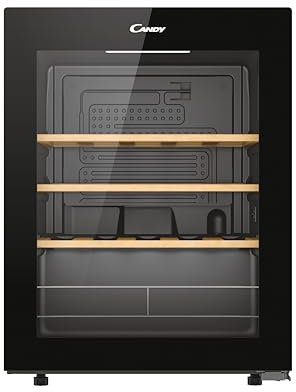 Candy DiVino CWC023, Vinoteca, 23 Botellas, WiFi, App hOn, Puerta Reversible, 3 Baldas, Tratamiento Anti-UV, Compresor Antivibraciones, Iluminación LED, Control Digital, Tirador Integrado, 37DB, Negro