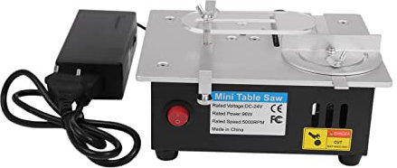 Mini scie de table faite à la main pour le travail du bois, scie bancaire, modèle DIY, outil de coupe avec bloc d'alimentation réglable 63 mm HSS Lame de scie circulaire (R2) pour modélisme, ateliers