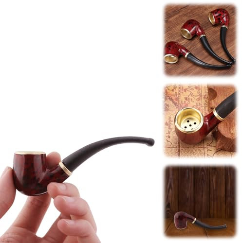 Wood Tobacco Smoking Pipes, Exquisite Ebony Wooden Flat Bottom Smoking Pipe Pipe Starter Kit Cigarettes to Smoke Perfect Beginner Pipe, Smokers Gifts