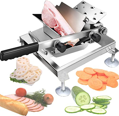 SmPinnaA Slicing Machine,Manual Frozen Meat Slicer,Stainless Steel Meat Cutter Beef Mutton Roll Meat Cheese Food Slicer Vegetable Sheet Slicing Machine,Deli Slicer for Home Kitchen