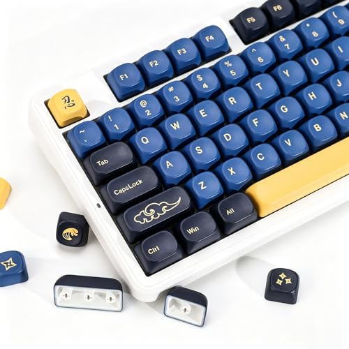 YMKPVR KBDiy Blue Samurai Keycaps Set,KOA Profile Five Sides Dye-Sublimation PBT Retro Custom Keyboard Keycap,131 Keys Cap Set for Cherry Gateron MX Switches Mechanical Keyboards