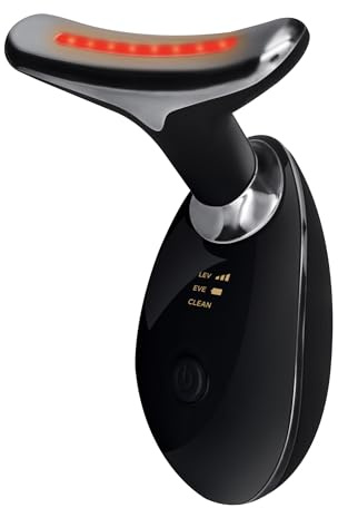 7-Color LED Face Massager With Display & Adjustable Vibration Intensity, Heating 3 in 1 Black Red Light Device, Skin Tightening Facial Massager