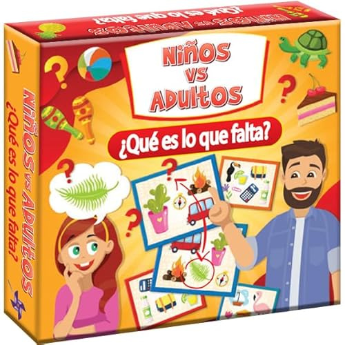 KANGUR Niños vs Adultos Was fehlt? 84 Karten, 5+, v. ES | Kartenspiel, Lernspiel, Gedächtnisspiel, Reflexion, Beobachtung, für Kinder