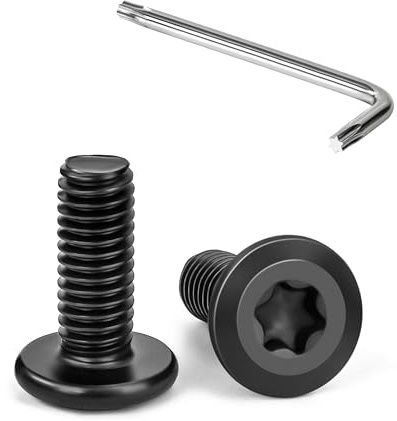 Tunejoy 20 Pezzi Viti a Testa Piatta Torx Nero M6 x 16 mm Vite a Testa Esagonale Bulloni in Acciaio Inox A2 V2A Bulloni per Mobili con Chiavi a T30 Filettatura Completa
