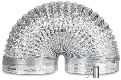 Lang Flexibler Aluminium Auspuffschlauch Hitzebeständiger Luftkanaltrockner Entlüftungsschlauch Abluftrohr, für Klimagerät, Trockner, Abzugshaube, mit Schellen und Klebeband(2m,200mm)