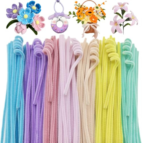 ROEOWENE 200PCS Pfeifenputzer zum Basteln Pfeifenreiniger Blumen Set Bastel Chenilledraht 30CM Pipe Cleaners Craft Pfeifenputzerdraht Biegeplüsch Basteldraht Bastelzubehör für DIY Bastelset-Macaron