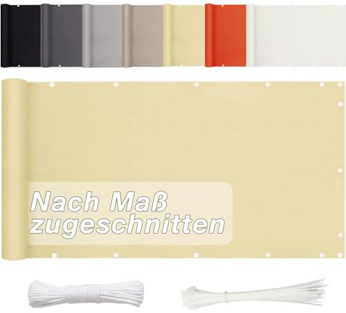 Balkon-Sichtschutz, blickdicht, ohne Bohren, für Terrasse, Garten, Zaun, Wind, UV-Schutz, Sand, verschiedene Größen/Farben, 120 cm x 500 cm