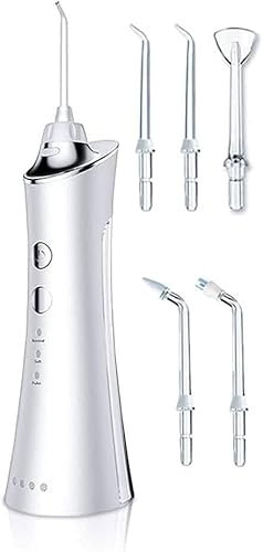 Idropulsore professionale senza fili ricaricabile Irrigatore orale dentale Ultra getto d'acqua for la cura degli apparecchi ortodontici con 5 punte a getto 3 modalità IPX7 Impermeabile Serbatoio dell'