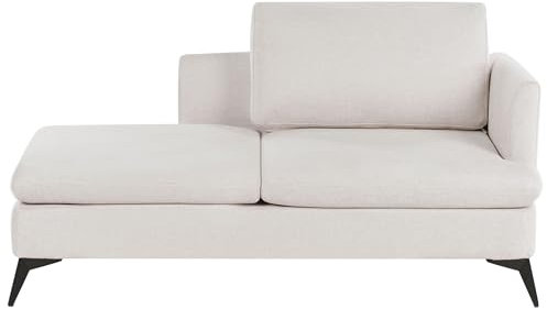 Beliani Chaiselongue Stoff hell beige rechtsseitig mit Kissen klassisch modern Sievoz