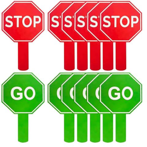 GTFYUDGH Cartello Stop Con Manico,10 Segnali Guardia Stop | Paddle Impermeabile Doppia Faccia Per Sicurezza Scolastica Controllo Traffico Decor