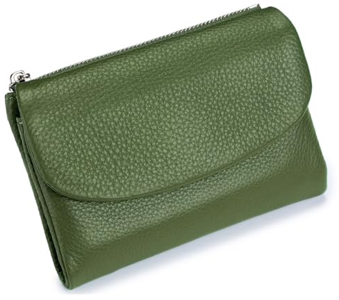 Unisex Pebble Real Leather RFID Wallet, Unisex Pebble Leather Wallet, Zipper Wallets for Men, Short GenuineLeather Purse for Coins and Cards, Small Compact Bifold Pocket Purse (One-17)