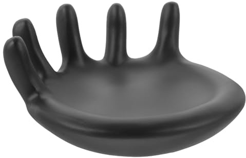 SMASOLO Portagioielli in Resina a Forma di Mano Nera Vassoio Portaanelli Piccolo Antiscivolo Organizzatore per Gioielli da Scrivania per Anelli Collane e Orecchini