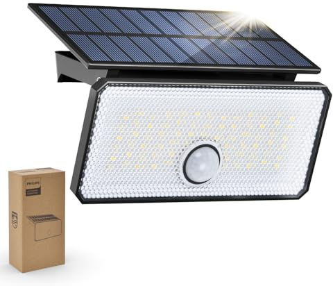 Philips Solar Motion Sensor Light Outdoor, 3 Modes, 1000LM 7000K Daylight, Waterproof Solar Powered Flood Light for Garden, Yard, Garage