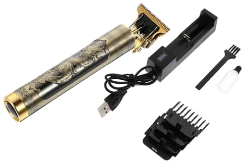 MUSISALY Recortadora de Barba Eléctrica Portátil para Hombre Diseño Vintage Dorado, Aleación de Aluminio, Silenciosa Obsequio de Cumpleaños