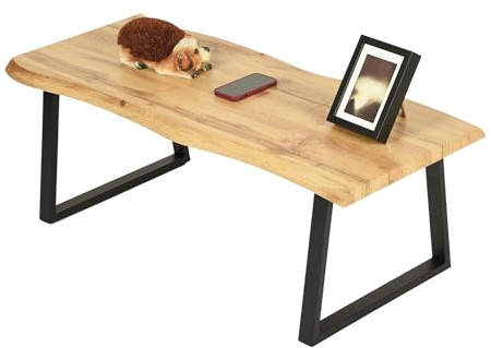 GZTGZMWG Baumkantentisch Holz Couchtisch Eichenimitat, Couchtisch Modern Wohnzimmertisch Stubentisch Beistelltisch Sofatisch Kaffeetisch Couchtische Wohnzimmer Tisch für Couch Sofa/110x50x38CM/Eiche