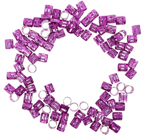 TOGEVAL 100 pezzi Dreadlocks Anelli in Alluminio Filigrana Polsini Intrecciati Decorativi per Treccine e Dread Braid Equipment Accessori Gioielli Capelli Resistenti e Versatili per Donna
