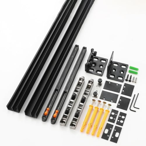 Wansiman Hidden Barn Door Hardware Kit,Wall Mounted Invisible Sliding Door Track,Ghosts Door Kit,Smooth Operation,Invisible Design,for Wardrobe Doors,TV Cabinet Doors,room Doors