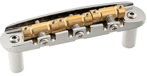 Musiclily Ultra 52.5mm(2-1/16 inch) String Spacing Offset Bridge with Full Solid Brass Open-ended Plate Compensated 3-Saddle for Jazzmaster Jaguar Style Electric Guitar, Chrome