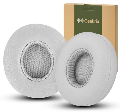 Geekria Replacement Ear Pads for Beats Solo 2 (B0534) & Solo 3 (A1796) Wireless On-Ear Headphones, Ear Cushions (Matte Silver)