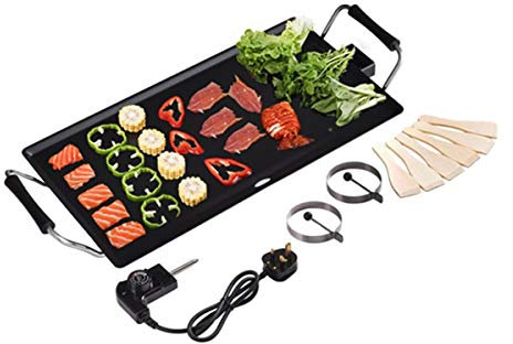 CASART Electric Teppanyaki Grill Table, 2000W Non-stick Griddle with Wooden Shovel, Outdoor Indoor BBQ Barbecue Hot Plate for Kitchen Dinner Party Camping Festival Cooking (Large)