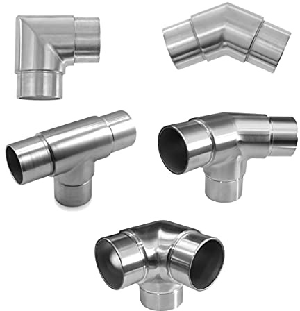 Edelstahl Winkel geschliffen V2A Rohrbogen Geländer Fitting VA Ø42,4 90° 135° T, Ausführung:TS10 - T-Stück